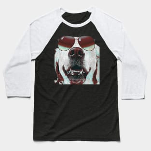 White dog wearing sunglasses Baseball T-Shirt